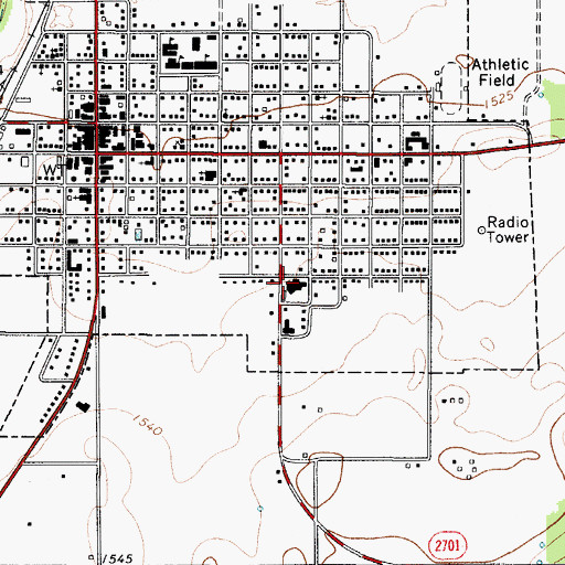 Topographic Map of Knox County Hospital, TX