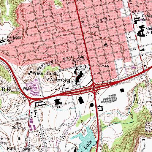 Topographic Map of George H O'Brien Jr Veterans Affairs Medical Center, TX