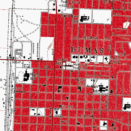 Topographic Map of Moore County Hospital District, TX