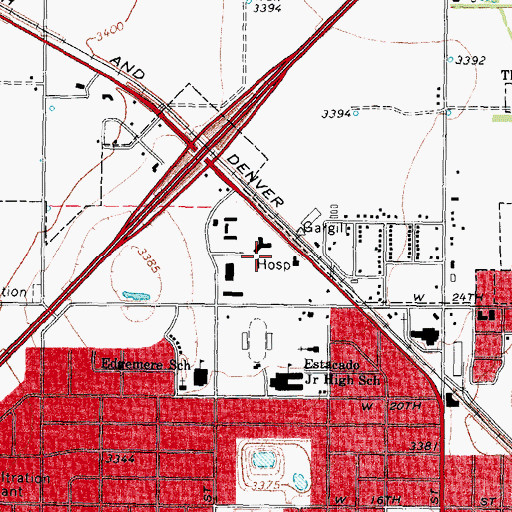 Topographic Map of Covenant Hospital Plainview, TX