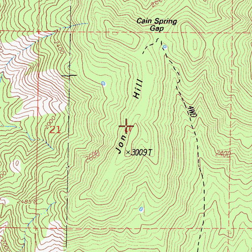 Topographic Map of Jon Hill, CA