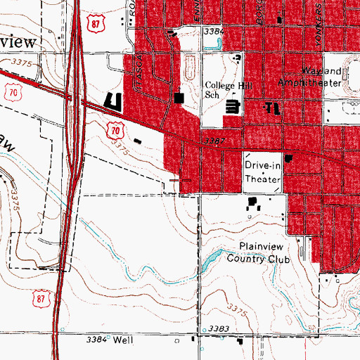 Topographic Map of Central Plains Center - Reed Adolescent Center, TX