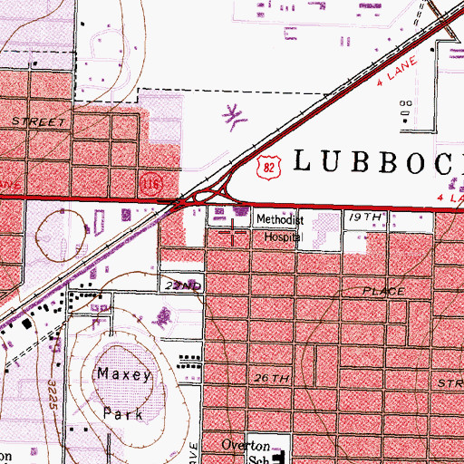 Topographic Map of Covenant Specialty Hospital, TX