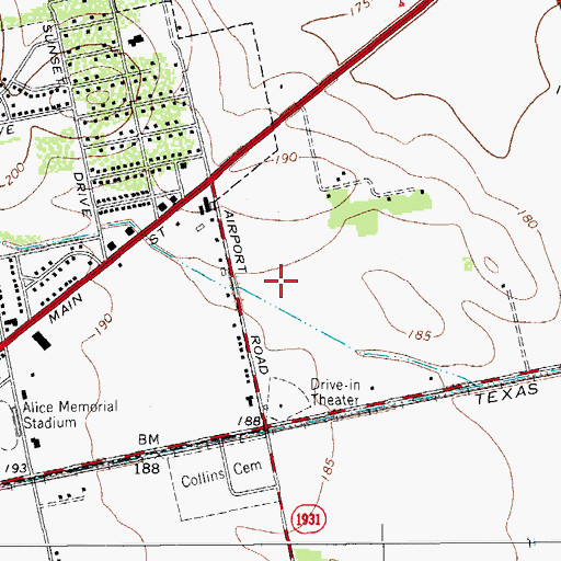 Topographic Map of Christus Spohn Hospital Laviana Plaza, TX