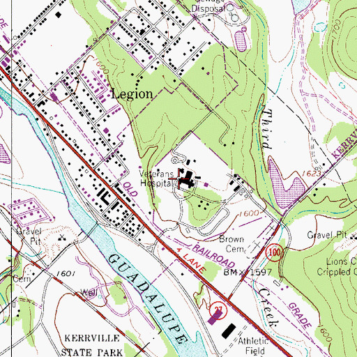 Topographic Map of Kerrville Veterans Affairs Hospital, TX