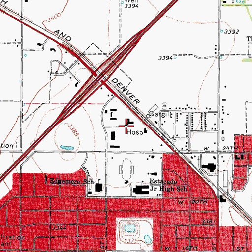 Topographic Map of Allegiance Behavioral Health Center of Plainview, TX