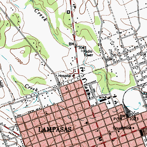 Topographic Map of Rollins Brook Community Hospital, TX