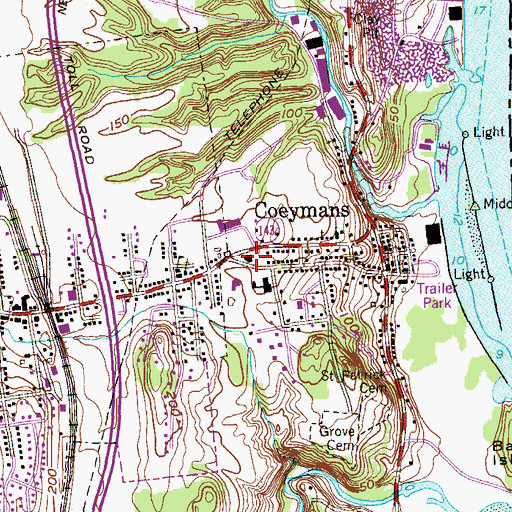 Topographic Map of Coeymans Fire Company 1, NY
