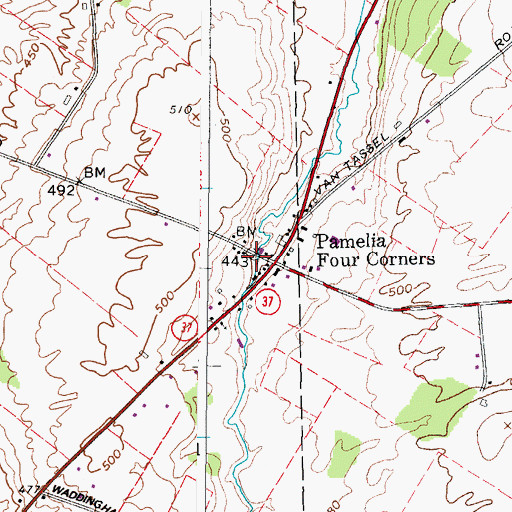 Topographic Map of Pamelia Volunteer Fire and Rescue Department, NY
