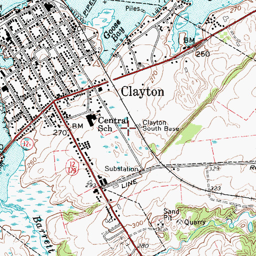 Topographic Map of Clayton Volunteer Fire Department, NY