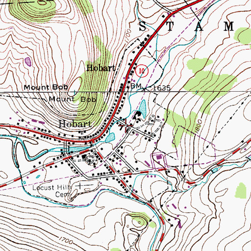 Topographic Map of Hobart Fire Department, NY