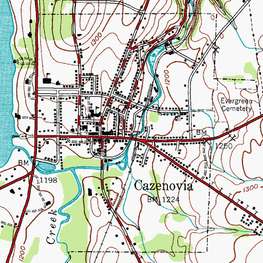 Topographic Map of Cazenovia Fire Department, NY