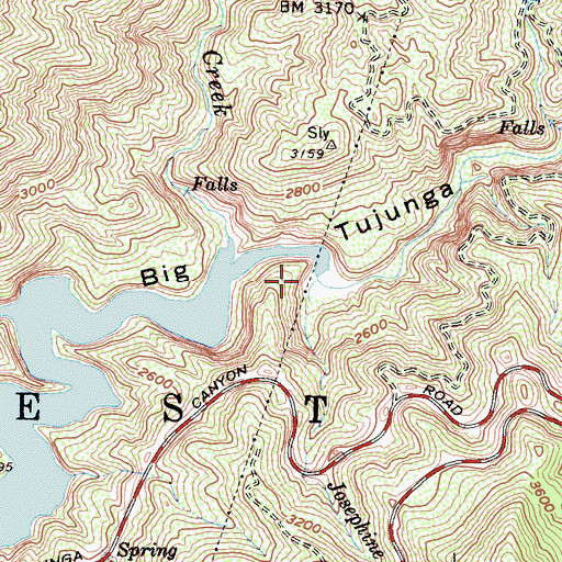 Topographic Map of Josephine Creek, CA
