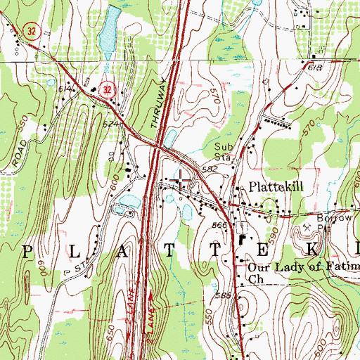 Topographic Map of Plattekill Fire District and Ambulance Station 1, NY