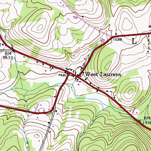 Topographic Map of West Laurens Fire Department, NY