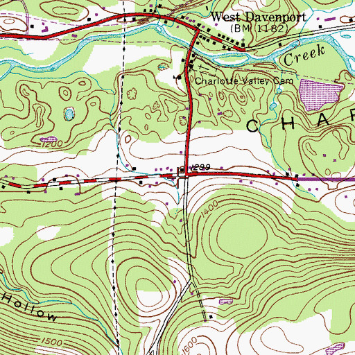 Topographic Map of Pindars Corners Volunteer Fire Department, NY