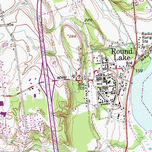 Topographic Map of Round Lake Volunteer Fire Department Station 1, NY