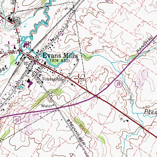 Topographic Map of Evans Mills Fire Department, NY
