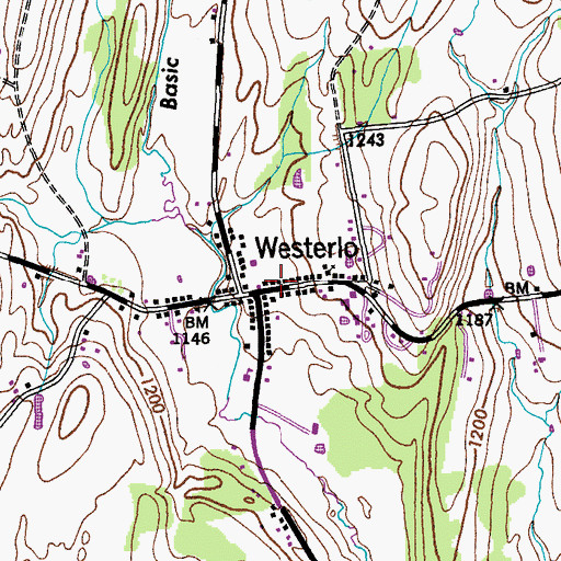 Topographic Map of Westerlo Volunteer Fire Company Station 1, NY