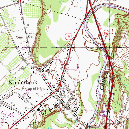 Topographic Map of Kinderhook Fire Department  Palmer Engine and Hose Company, NY