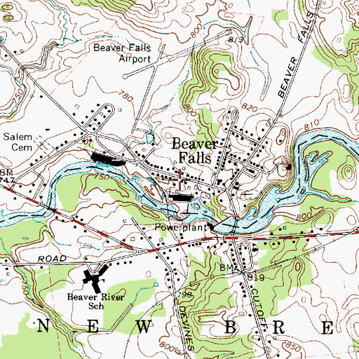 Topographic Map of Beaver Falls Fire Department, NY