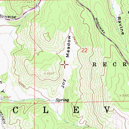 Topographic Map of Joy Meadow, CA