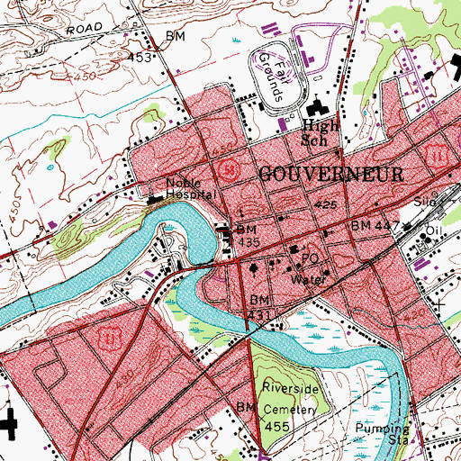 Topographic Map of Gouverneur Fire Department, NY