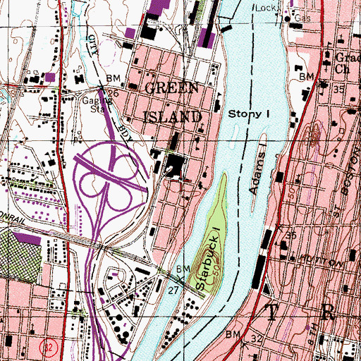Topographic Map of Green Island Fire Department, NY