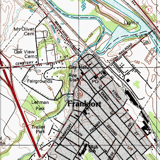 Topographic Map of Frankfort Fire Department, NY