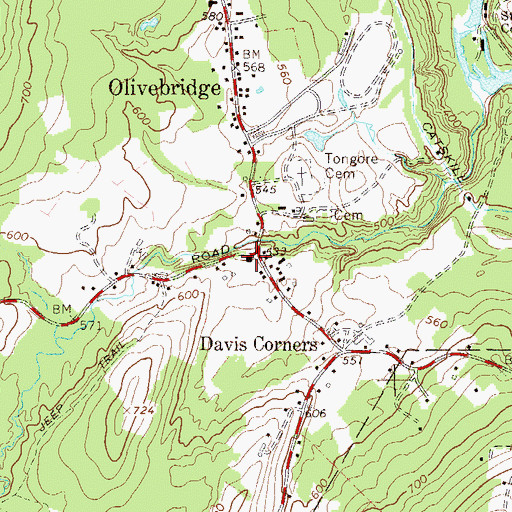 Topographic Map of Olive Volunteer Fire Department 1 Olivebridge Company 1, NY