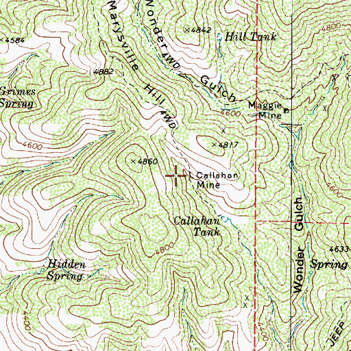 Topographic Map of Callahan Mine, AZ