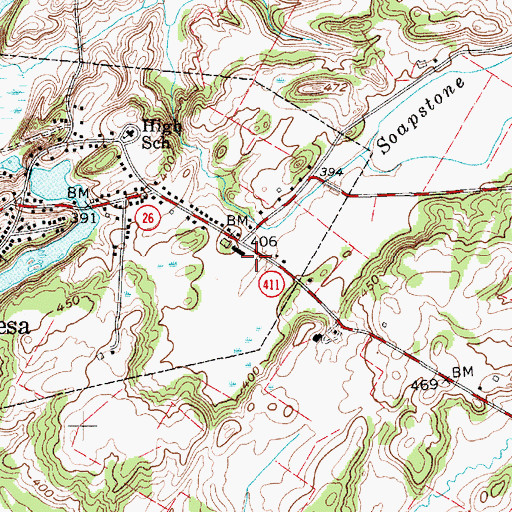 Topographic Map of Theresa Fire Department, NY