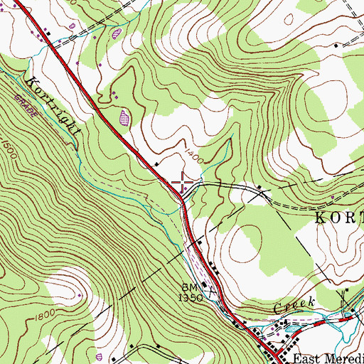Topographic Map of East Meredith Fire Department, NY
