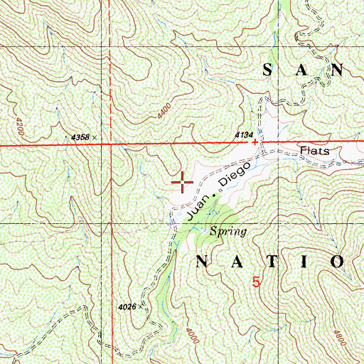 Topographic Map of Juan Diego Flat, CA