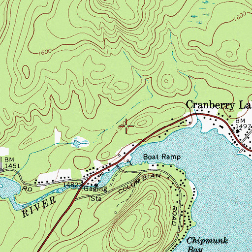 Topographic Map of Cranberry Lake Volunteer Fire and Rescue, NY