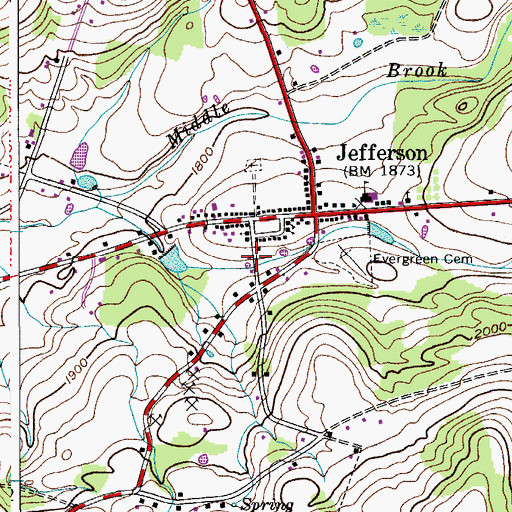 Topographic Map of Jefferson Volunteer Fire Department, NY