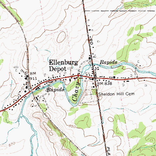 Topographic Map of Ellenburg Depot Fire Department, NY