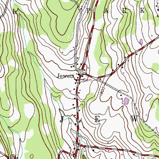 Topographic Map of Jewett Fire Department, NY