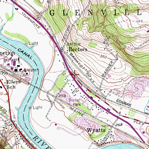 Topographic Map of Rectors Volunteer Fire District, NY
