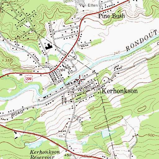 Topographic Map of Kerhonkson Fire Company, NY
