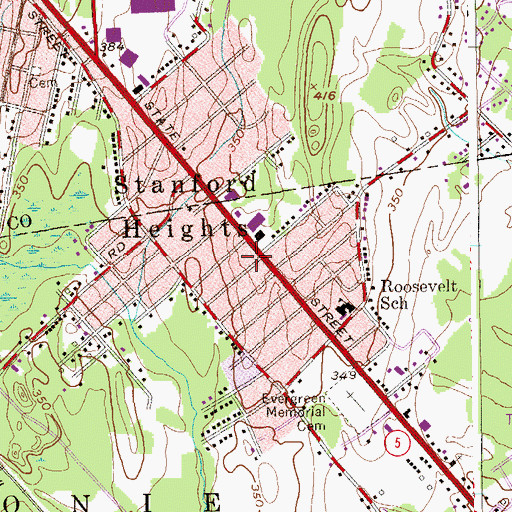 Topographic Map of Stanford Heights Fire Department, NY