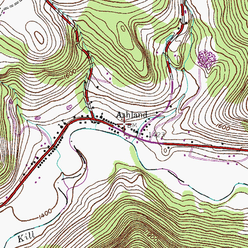 Topographic Map of Ashland Fire Department, NY