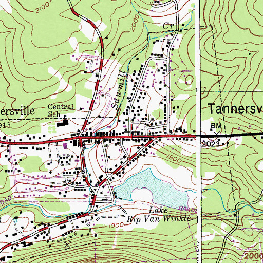 Topographic Map of Tannersville Fire Department, NY