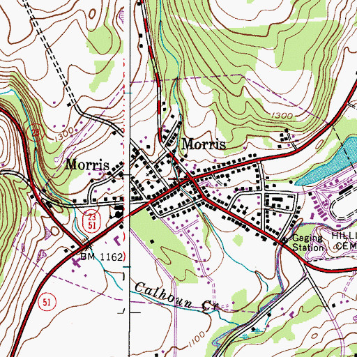 Topographic Map of Morris Fire Department, NY