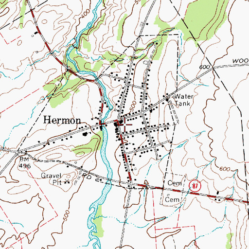 Topographic Map of Hermon Fire Department, NY