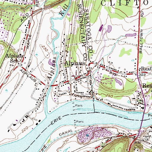 Topographic Map of Alplaus Volunteer Fire Department, NY