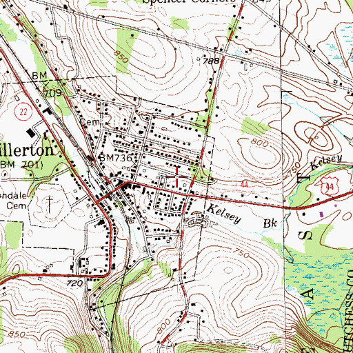 Topographic Map of Millerton Fire Department, NY