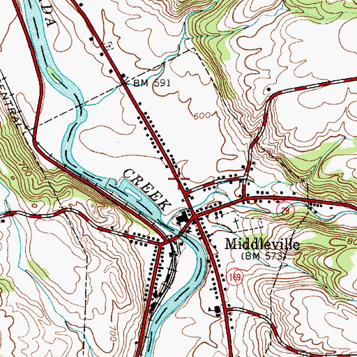 Topographic Map of Middleville Fire Department E W Corey Hose Company, NY