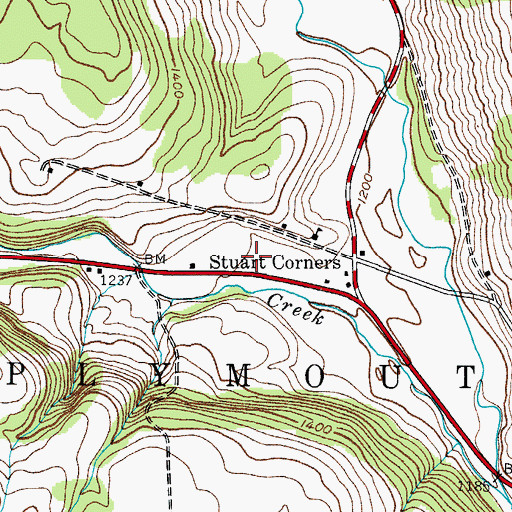 Topographic Map of Plymouth Fire District Volunteer Fire Department, NY