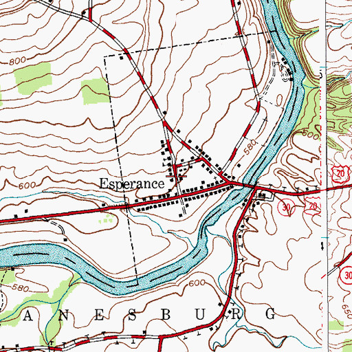 Topographic Map of Esperance Fire Department, NY